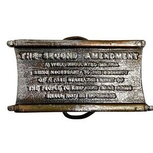 Vintage 2nd Amendment Belt Buckle 3.5” USA Bergamot Brass 1976